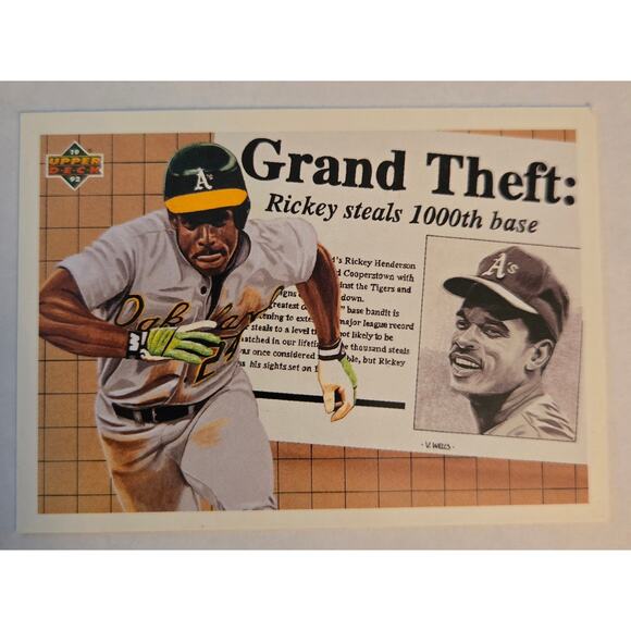 Rickey Henderson Upper Deck 1992 #782 MLB Baseball Card 1000th Stolen Base - Picture 1 of 2